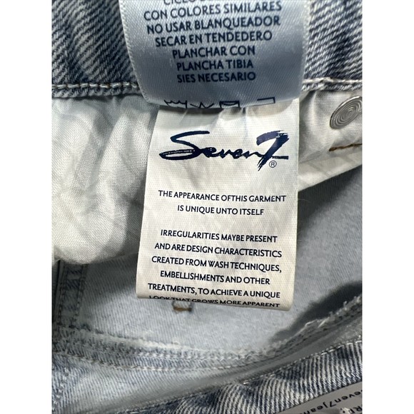 Women Seven 7 Weekend Slim Fit Jean Light Blue Straight Leg Distressed Sz 12 NWT - Picture 13 of 16